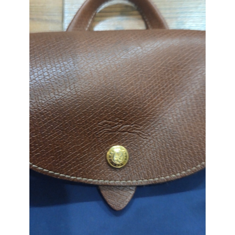 Longchamp Le Pliage Backpack Purple Nylon Leather Foldable Bag Preppy Luxe Easy - Picture 2 of 9